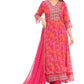 Radiant Pink Embroidered Anarkali Suit Set with Dupatta