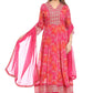 Radiant Pink Embroidered Anarkali Suit Set with Dupatta
