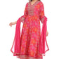 Radiant Pink Embroidered Anarkali Suit Set with Dupatta