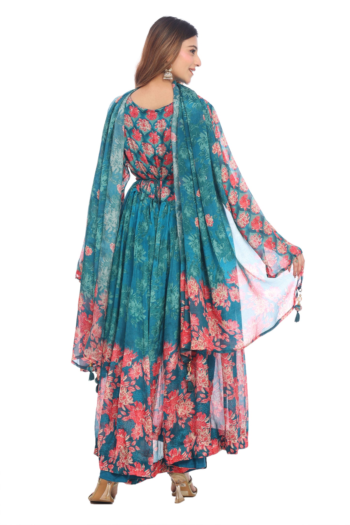 Elegant Floral Anarkali Suit Set with Dupatta