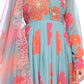 Pastel Blue Floral Anarkali Set with Embroidered Dupatta