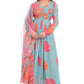 Pastel Blue Floral Anarkali Set with Embroidered Dupatta