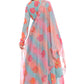 Pastel Blue Floral Anarkali Set with Embroidered Dupatta