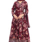 Wine Maroon Floral Anarkali Set with Embellished Details