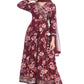 Wine Maroon Floral Anarkali Set with Embellished Details