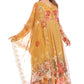 Mustard Yellow Floral Anarkali Set with Embroidered Dupatta