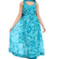 Floral Teal Blue Sleeveless Anarkali with Draped Bottom & Dupatta