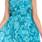 Floral Teal Blue Sleeveless Anarkali with Draped Bottom & Dupatta