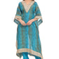 Teal Blue Designer Kaftan with Golden Embellishments