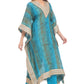 Teal Blue Designer Kaftan with Golden Embellishments