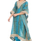 Teal Blue Designer Kaftan with Golden Embellishments