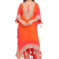 Elegant Orange-Red Designer Kurta Set with Embroidery & Tassels