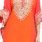 Elegant Orange-Red Designer Kurta Set with Embroidery & Tassels