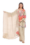 Elegant Beige Floral Embroidered Suit Set