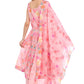 Elegant Peach Pink Floral Printed Anarkali Suit Set