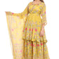 Elegant Yellow Floral Printed Sharara Suit Set