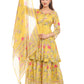 Elegant Yellow Floral Printed Sharara Suit Set
