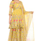Elegant Yellow Floral Printed Sharara Suit Set