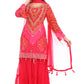 Radiant Red &amp; Pink Bandhani Sharara Suit