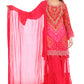 Radiant Red &amp; Pink Bandhani Sharara Suit