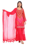 Radiant Red &amp; Pink Bandhani Sharara Suit