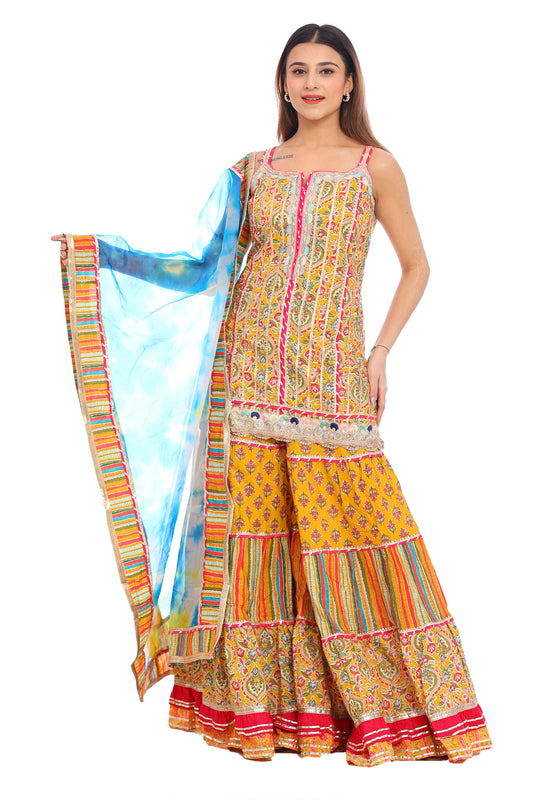 Vibrant Multicolor Sharara Suit – Traditional Elegance with a Modern Twist