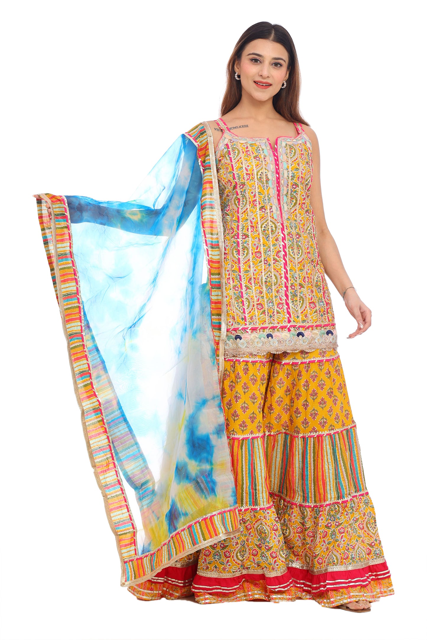 Vibrant Multicolor Sharara Suit – Traditional Elegance with a Modern Twist