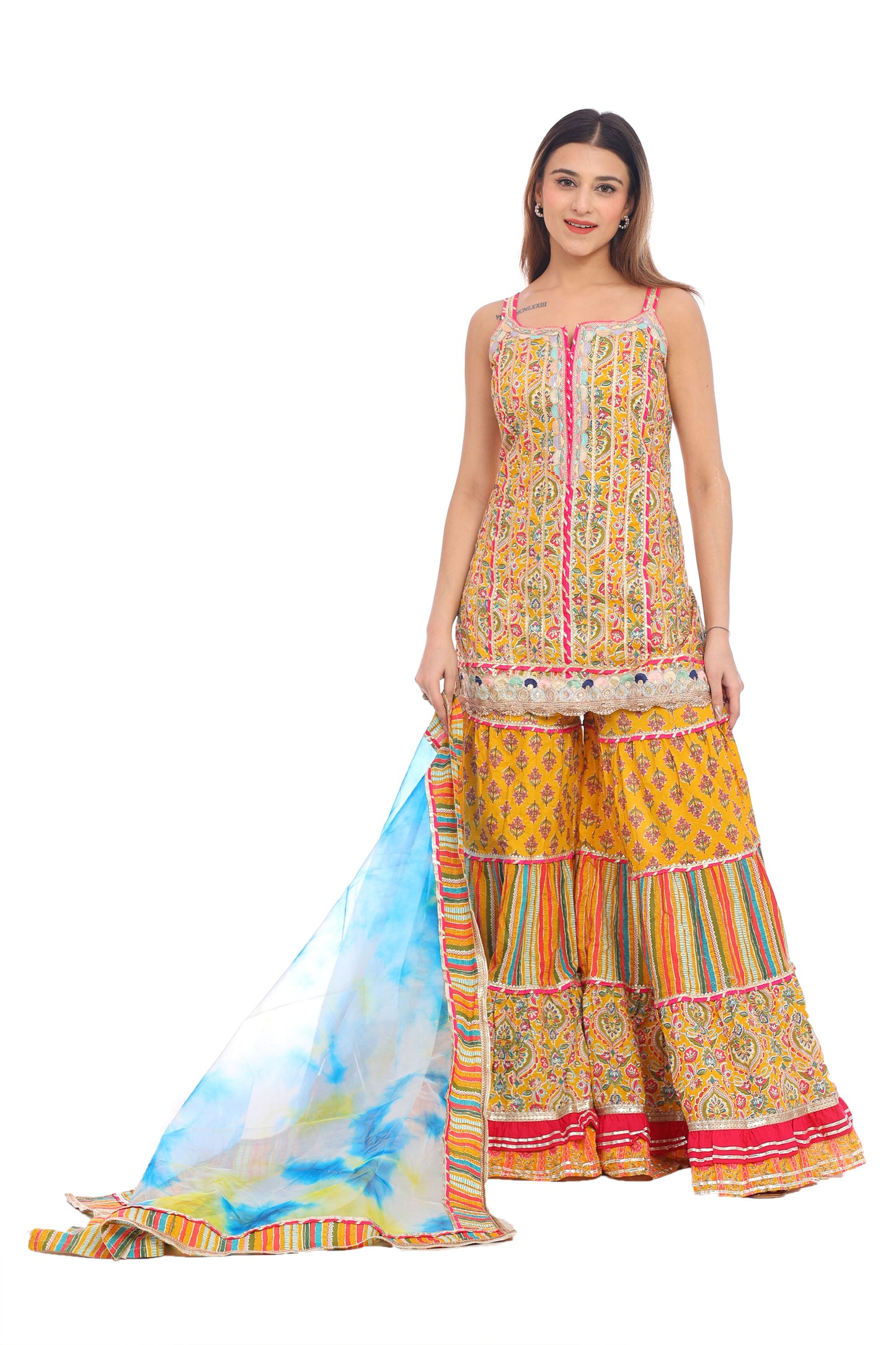 Vibrant Multicolor Sharara Suit – Traditional Elegance with a Modern Twist