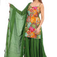 Vibrant Multicolor Printed Sharara Set with Green Dupatta