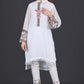 Elegant White Embroidered Kurta Set with Trousers