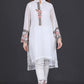 Elegant White Embroidered Kurta Set with Trousers