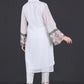 Elegant White Embroidered Kurta Set with Trousers