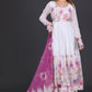 White & Lavender Floral Anarkali Suit with Embroidered Magenta Dupatta