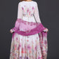 White & Lavender Floral Anarkali Suit with Embroidered Magenta Dupatta