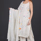 Off-White Hand-Embroidered Cotton Suit Set with Dupatta