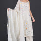 Off-White Hand-Embroidered Cotton Suit Set with Dupatta