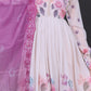 White &amp; Lavender Floral Anarkali Suit with Embroidered Magenta Dupatta