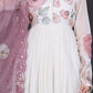 Elegant Mauve Floral Printed Anarkali Suit with Dupatta