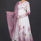 Elegant Mauve Floral Printed Anarkali Suit with Dupatta