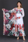 Elegant White Floral Anarkali Suit with Dupatta – Perfect for Festive &amp; Special Occasions