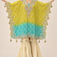 Yellow & Turquoise Embroidered Kaftan Sharara Set for Women | Fashion Raas
