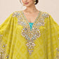 Yellow & Turquoise Embroidered Kaftan Sharara Set for Women | Fashion Raas